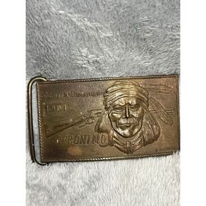 Vintage‎ Geronimo 1904 St Louis Expo Brass Belt Buckle Montauk Silver England